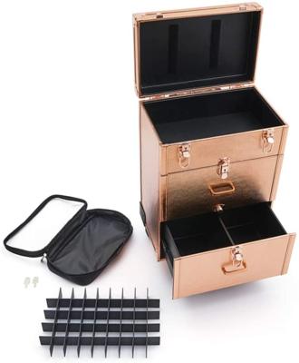 China Fashion Cosmetic Case And Bags Travel Makeup Case With Mirror Box Cosmetic Organizer Makeup Case On Wheels for sale