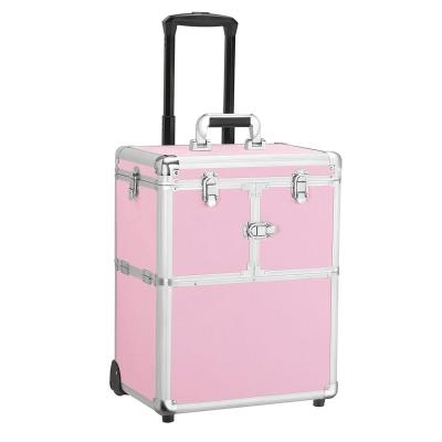 China Fashion Cosmetic Cases And Bags Beauty Case Aluminum Makeup Cases With Wheels And Drawers for sale