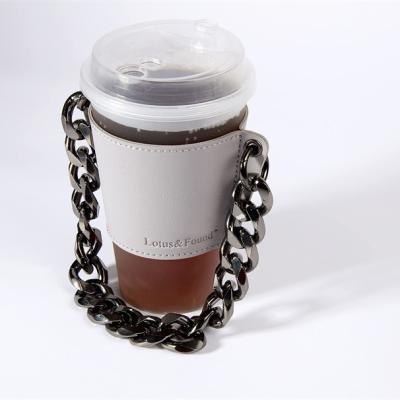 China Viable Hot Beverage Sleeve For Amazon Reusable Hot Sales Mugs Coffee Tea Cup Leather Sleeve With Handle PU Reusable Leather Coffee Mug for sale