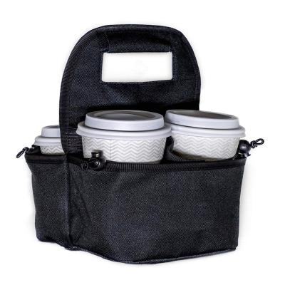 China Sustainable Portable Drinks Carrier and Reusable Insulated Coffee Cup Holder Stand Out Cooler Bags 4 Cup Coffee Folding Tote Bag for sale