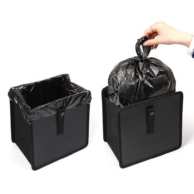 China Camouflage Garbage Factory Direct Waterproof Leather Bag Hanging Storage Foldable Mini Car Trash Can for sale