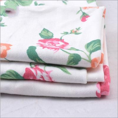 China Rusha Textile 97% Viscose 3% Lycra Floral Printed Single Jersey Knitted Fabric Rayon Spandex for Garment for sale