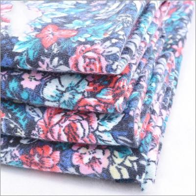 China Rusha Textile   Knitted Spandex Printed Single Jersey Spun Polyester Flower Fabric for sale