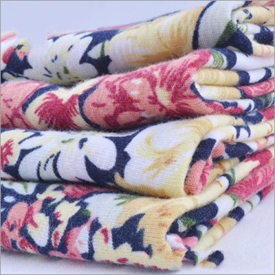 China Rusha Textile   Soft Touch Poly Spun Flower Printed Patch Jersey Knitted Fabric for sale