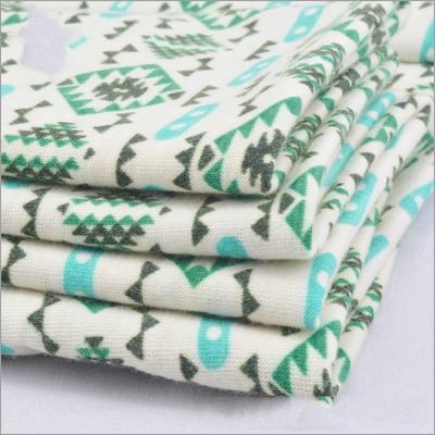 China Rusha Textile Knitting Geometric Pattern Printed Poly Ring Spun Single Jersey Fabric for sale