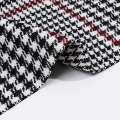 China Wholesale 30% Wool 70% Polyester Houndstooth Tweed Suit Coat Fabric for sale