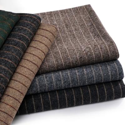 China Heavy Weight Warm Stripe Wool Polyester Blend Fabric For Winter Coat for sale