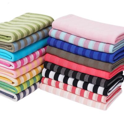 China Knitted Breathable 2*2 Polyester Cotton Stripe Jersey Fabric For T-Shirt for sale