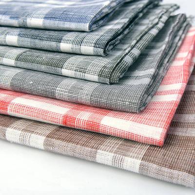 China Woven Washed 100% Linen Check Fabric For Shirt And Dress for sale