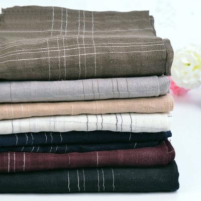 China Wholesale Bulk Price Soft Woven Stripe Plaid 100% Flax Linen Fabric For Shirt for sale