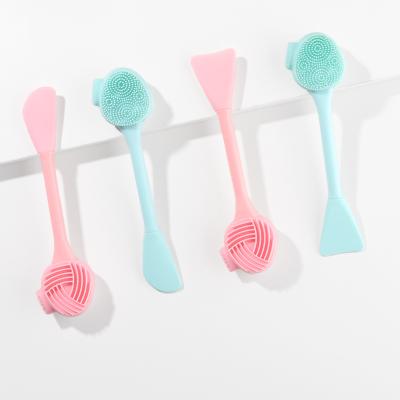 China Double-end Silicone Brush Face Mask Makeup Tool Cosmetic Single Brush Applicator Soft Silicone Facial Mask Sweep Facial Cleansing Brush for sale