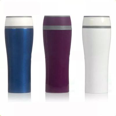 China 360 Degree Sustainable Push Button Rounded Body Double Wall Stainless Steel Vacuum Thermos Flasks for sale