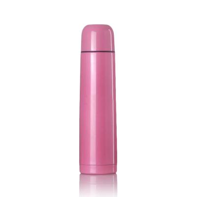 China Viable Bullet Shape Custom Logo Portable Pink Stainless Double Wall Vacuum Flask for sale