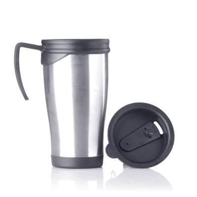 China Cool Sustainable High Quality Double Wall PP Stainless Steel Inner Outer Travel 400ml Thermal Mugs for sale