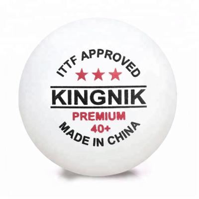 China Plastic ITTF approved KINGNIK brand premium 40+ three star plastic table tennis ball (competition ping pong ball) for sale