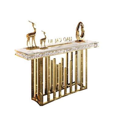 China Nordic Rectangular Marble Hallway Marble Table Home Wall Living Room Porch Gold Narrow Table for sale