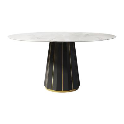 China Nordic White Luxury Dining Table Restaurant Room Round Set Modern Dining Metal Dining Tables for sale