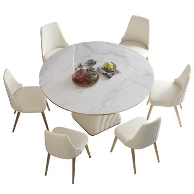 China Home Luxury Marble Frame Marble Table Light High End Stainless Steel Furniture Kitchen Dining Table for sale