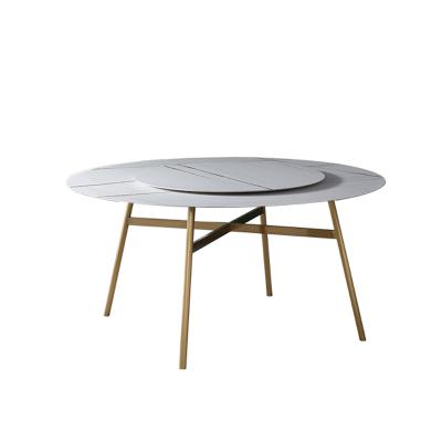 China Marble Dining Room Furniture Round Stainless Steel Frame Light Luxury Minimalist Dining Table for sale