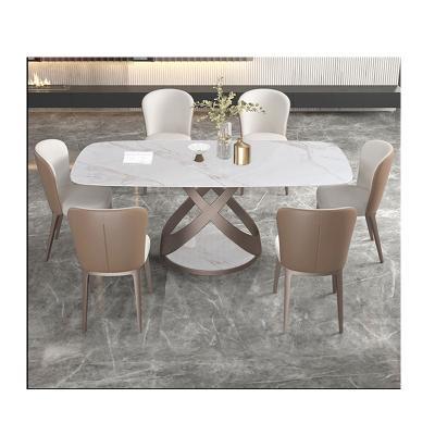 China Long Square Rock Style Dish White High End Italian Marble Desk Furniture Rectangular Dining Table Rectangular Dining Table for sale