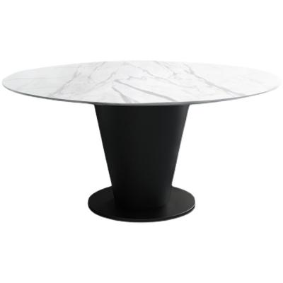 China Slate Convertible Round Marble Modern Desk Sets Dining Table Metal Base Dining Table for sale