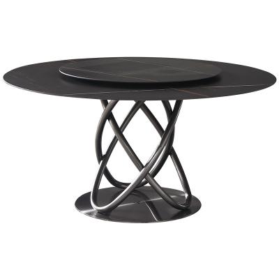 China Black And White Turntable Table With Turntable Round Table Modern Marble Dining Table for sale