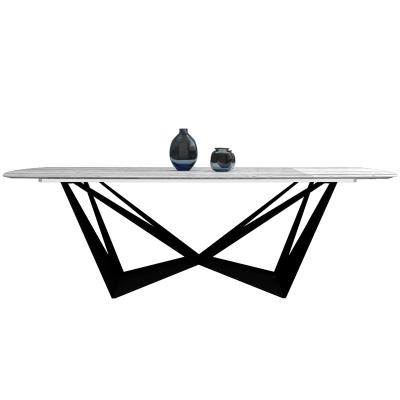 China Rectangle Style Kitchen Dining Table Marble Convertible Modern Dining Table And Chair Combination Metal Dining Table for sale