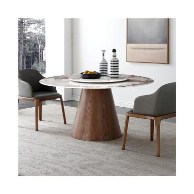 China Modern minimalist solid wood frame marble table with turntable for living room solid wood dining table for sale