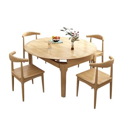 China Extendable Modern Simple Household Furniture Kitchen Solid Wood Round Extendable Dining Table for sale