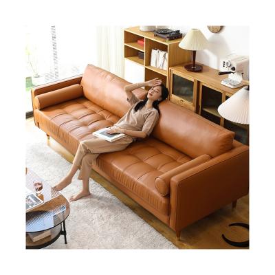 China Minimalist Italian Leather Room Leather Sofa Set Home Furniture Living Brown Leather Sofa for sale