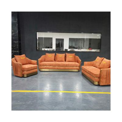 China New High Quality Velvet Velvet Italian Sofa Set 3 Seater Sofa Gold Living Room Furniture Set Luxury Sofa for sale