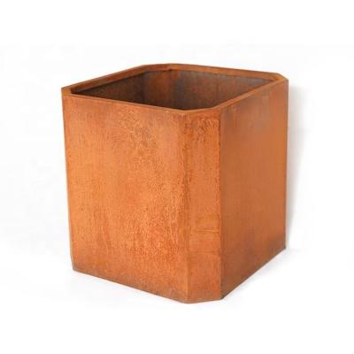 China Modern Customized Outdoor Plant Pot Metal Planting Box Garden Corten Steel Planter for sale