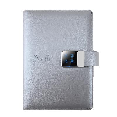 China Digital unlock / wireless charging / handwriting power bank / u-disk 2021 new USB smart leather custom notebooks with Pen Digital Lock Diary for sale