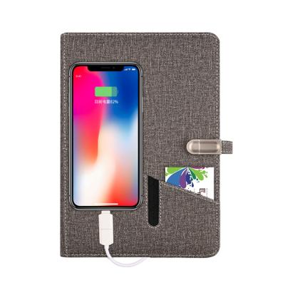 China Reusable Hardcover Front Pocket Smart Book 16GB Workout Radio Charging Power Bank Flash Notebook with Notepad for sale