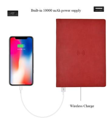 China Mini Travel Wireless Power Bank Notebook 10000mah Power Bank Diary Planner Notebook for sale