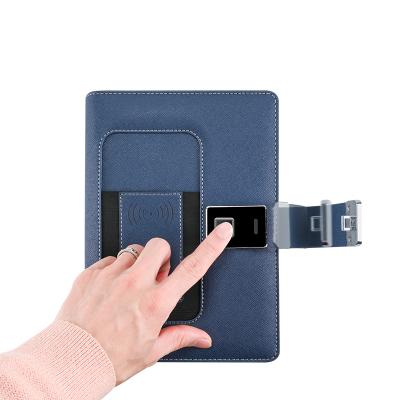 China High Quality Hardcover Book Fingerprint Open Diary With Lock Powerbank Notebook With 16gb Battery Usb Flash Drive for sale