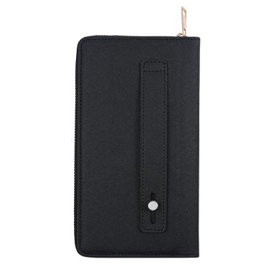 China Minimalist PU Leather 8000mAh Charging Power Bank Wallet Wireless RFID Power Bank Purse With Handle for sale