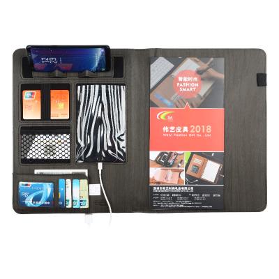 China A4 PU Fabric Conference Folder Folder Nylon Document Holder with Power Bank for sale