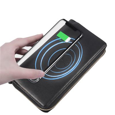 China Genuine Leather Waterproof Customizable Smart Wireless Power Bank Wallet Wallet With Power Bank for sale