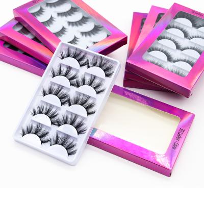 China Long Natural Faux Mink Lashes 5 pairs synthetic false silk eyelash 3d eyelash suppliers for sale