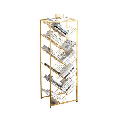 China New Design Extendable Modern Living Room Book Storage Shelf Gold Shelf for sale