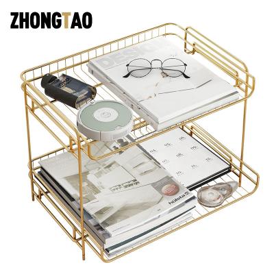 China Space Viable Creative Black Metal Stainless Steel Storage Shelf Fashionable Desk Organizer for sale