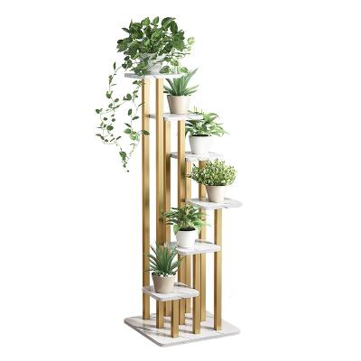 China Flower Stand Steel Tall Indoor Wedding Centerpieces Gold Metal Iron Display Rack Plant Viable Ladder for sale