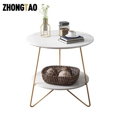 China Multi-function coffee table export to Europe contracted modern tea gold coffee round MDF teapoy table for sale