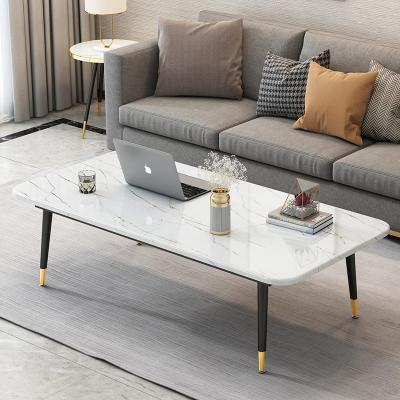 China Moden Luxury Gold Square MDF Panel Marble Pattern Marbling Wooden Coffee Table for sale