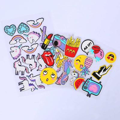 China Custom Funny Cartoon Sticker Factory Logo Printing 3D Puffy Sticker Embossed PU Leather Cartoon Sticker For Kids for sale