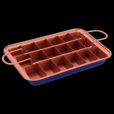 China K-509-1-Copper Disposable Brownie Pan Bakeware with Dividers, Non Stick Brownie Baking Tray Coated, Carbon Steel Cake Pans Carbon Steel for sale