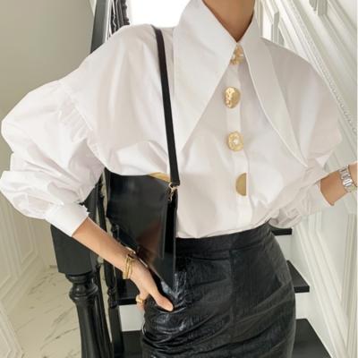 China Wholesale Korean Spring Women Elegant Shirt Factory Price Viable Fashion New And Summer Ol Style Puff Sleeve Cheap Casual Loose Blouse for sale