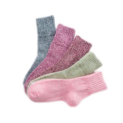 China Breathable Women Vintage Striped Totem Winter Socks Teen Merino Wool Hogs Rabbit Wool Thick Thermal Socks Art For Female PA2.5 for sale