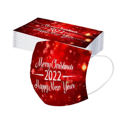 China Dustproof Face Maskes 2022 Happy New Years 3 Layer Face Maskes Christmas Adults 50Pc For Outdoor for sale